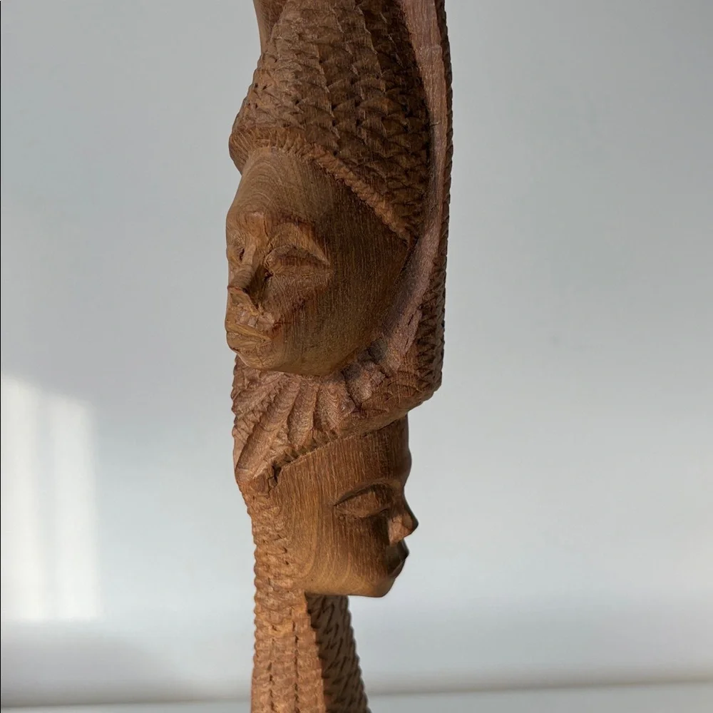 Hand Carved Wood Tribal Totem Statue - Picture 3 of 13